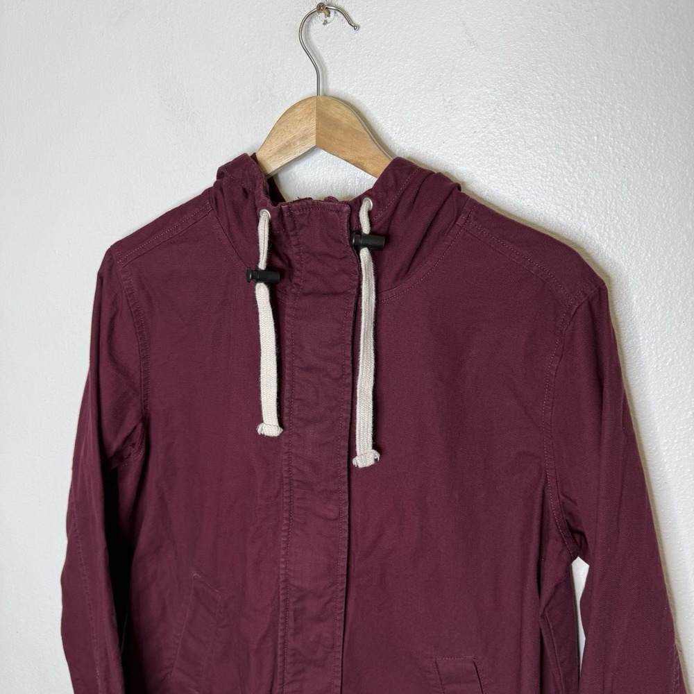 The North Face Shipler Jacket Maroon Anorak Hooded Cotton Zip Snap Womens Large - Picture 3 of 9